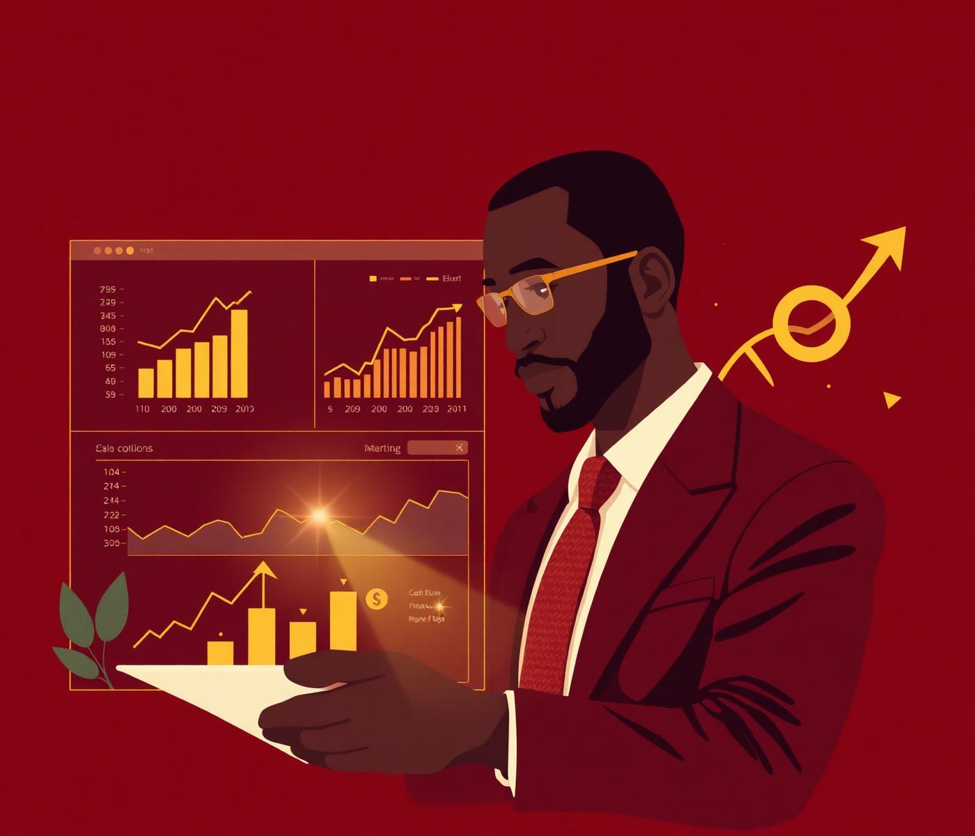 Business owner reviewing profitability dashboard